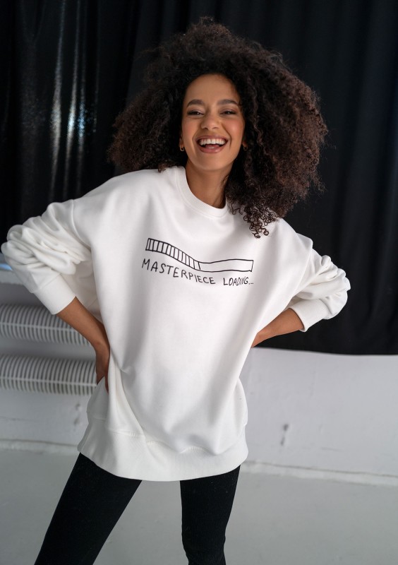 Whey - Bluza z grafiką "Masterpiece" Ecru