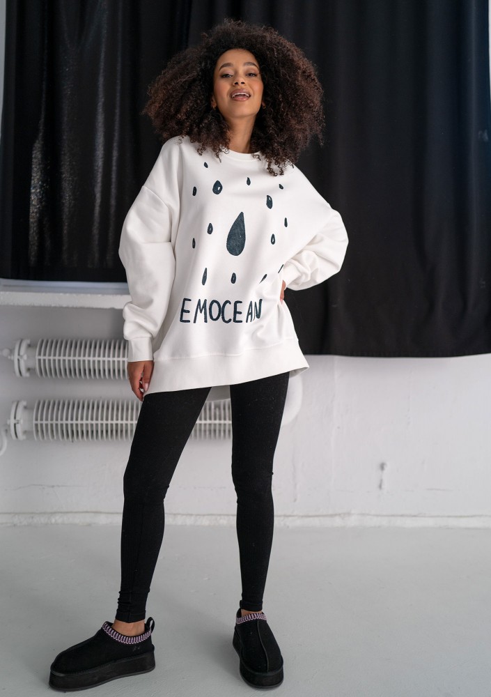Whey - Ecru sweatshirt "Emocean"