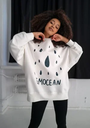 Whey - Ecru sweatshirt "Emocean"