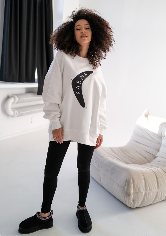 Whey - Bluza z grafiką "Karma" Ecru