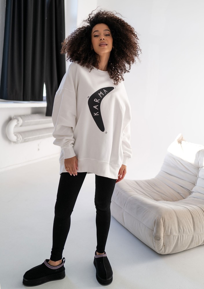 Whey - Bluza z grafiką "Karma" Ecru