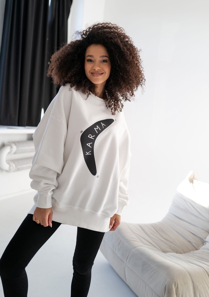 Whey - Bluza z grafiką "Karma" Ecru