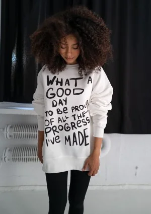 Whey - Ecru sweatshirt "What a good day"