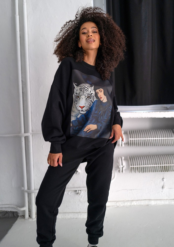 Whey - Black sweatshirt "White tiger"