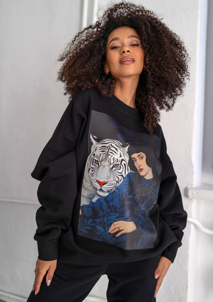 Whey - Black sweatshirt "White tiger"