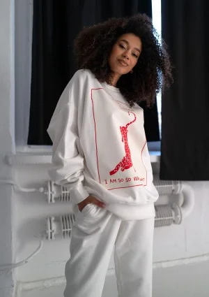 Whey - Ecru sweatshirt "I am Elegan"
