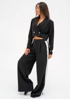 Cora - Black wide pants with stripes