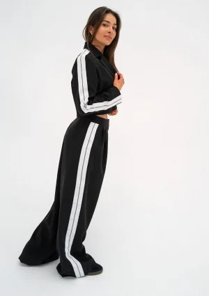 Cora - Black short blazer with stripes