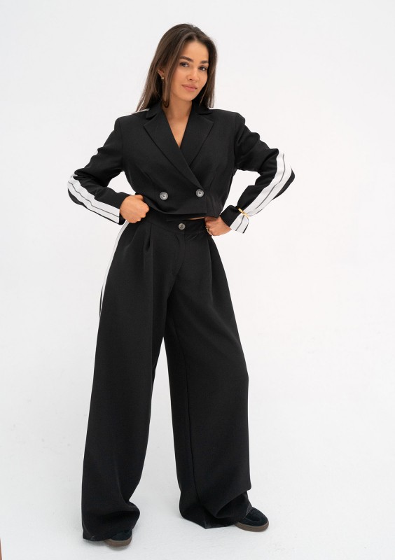 Cora - Krótka marynarka z lampasami Black