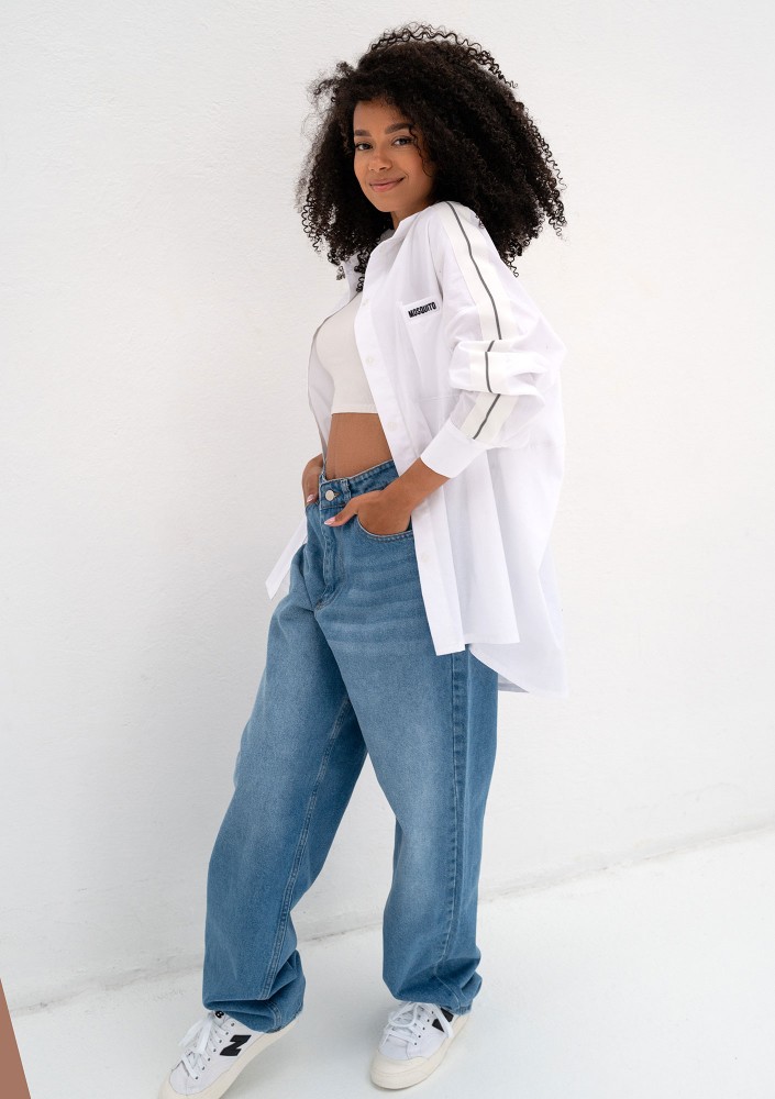Tammy - Koszula oversize z lampasami White