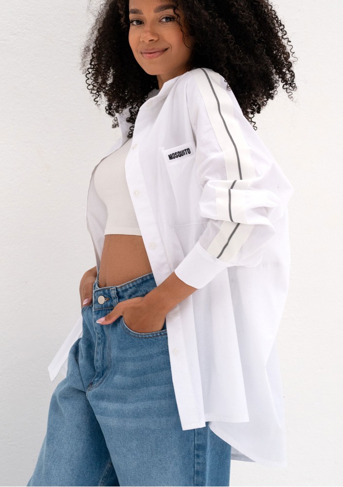 Tammy - Koszula oversize z lampasami White