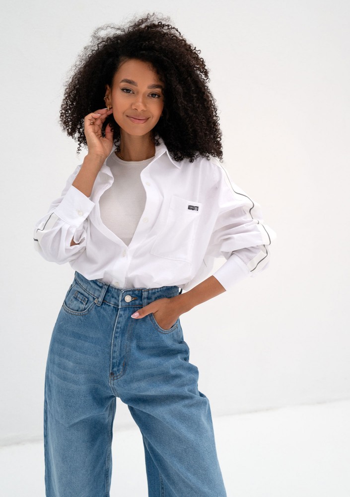 Tammy - Koszula oversize z lampasami White
