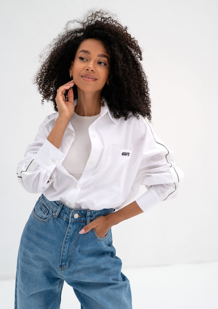 Tammy - Koszula oversize z lampasami White