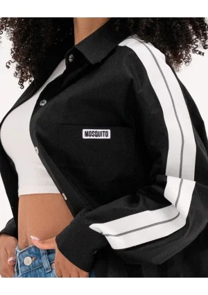 Tammy - Black oversized cotton shirt with stripes