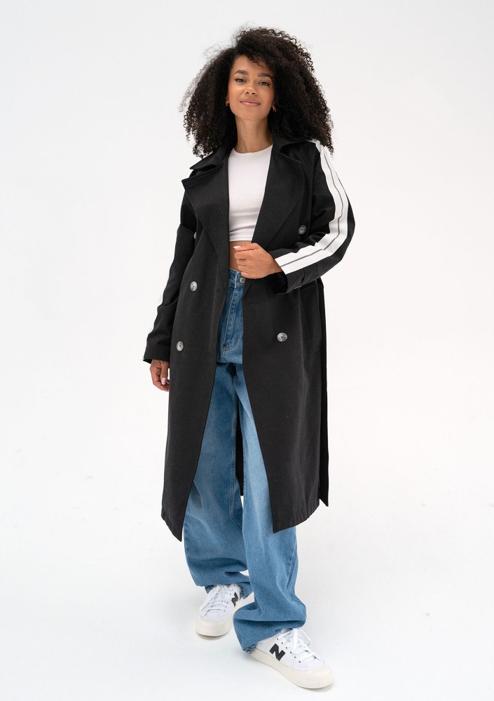 Dogan - Black trench with stripes