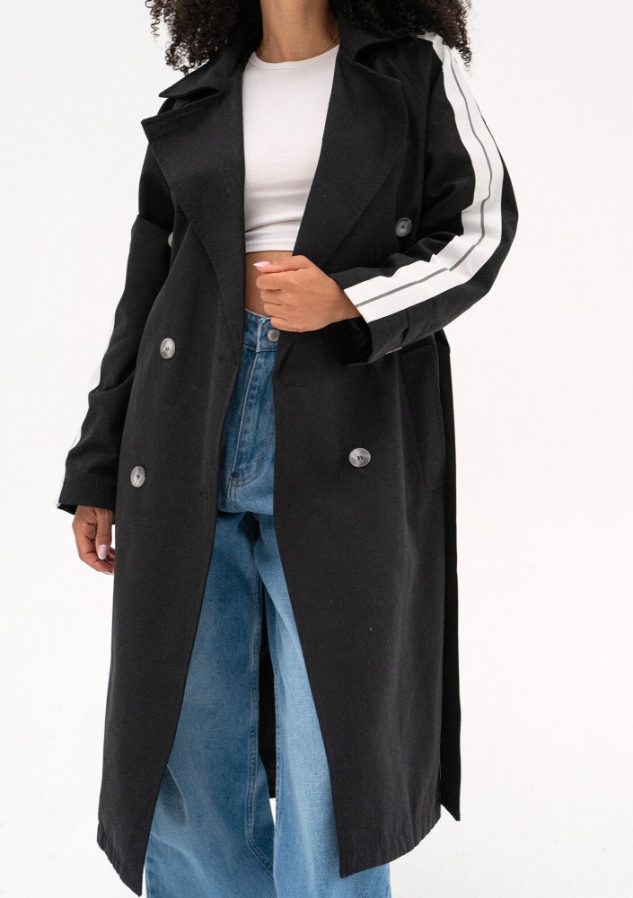 Dogan - Black trench with stripes