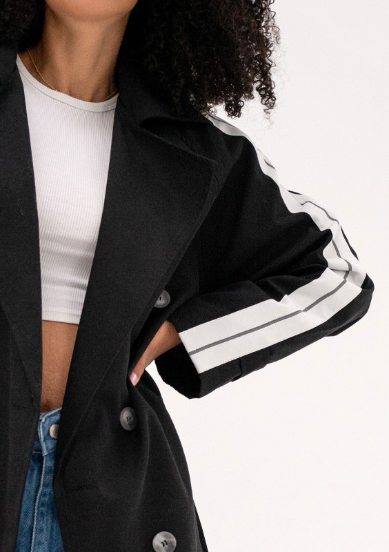 Dogan - Trencz z lampasami Black