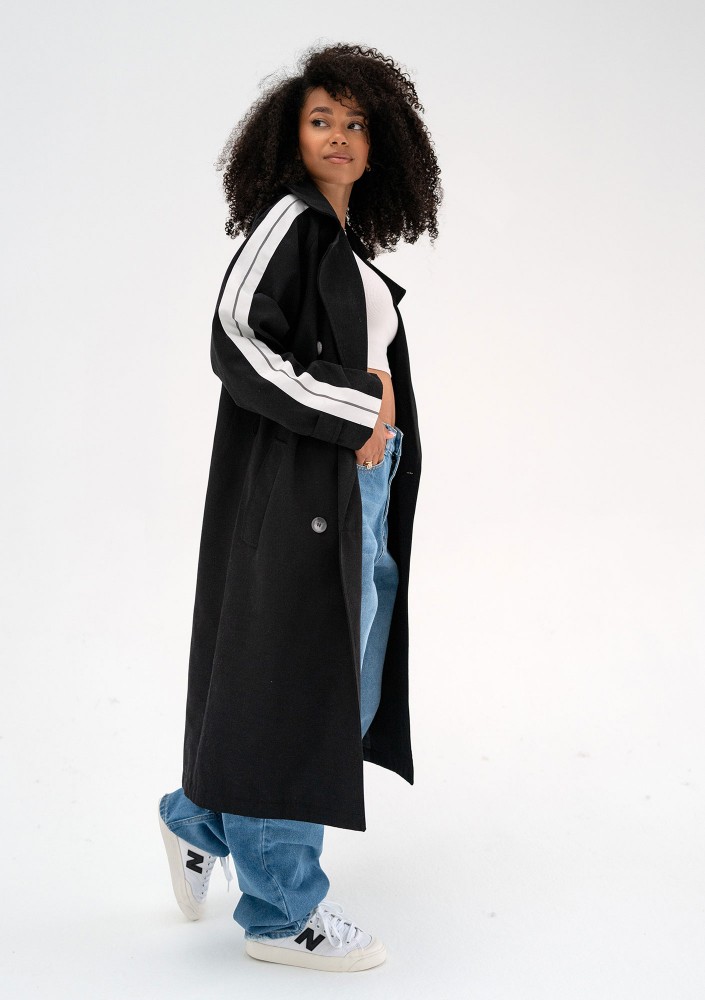 Dogan - Black trench with stripes