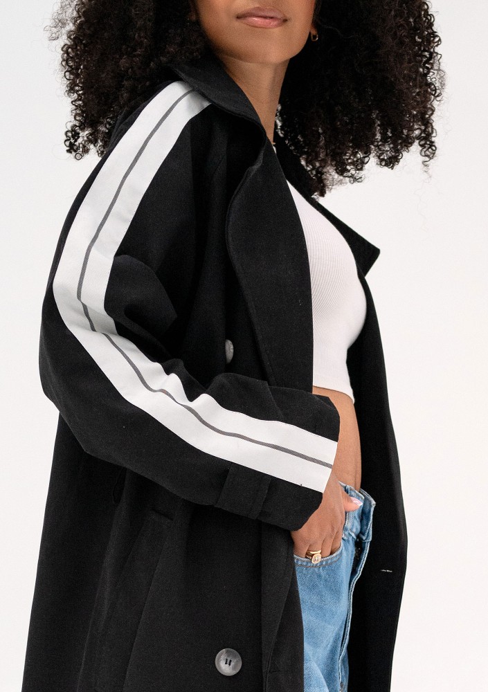 Dogan - Black trench with stripes