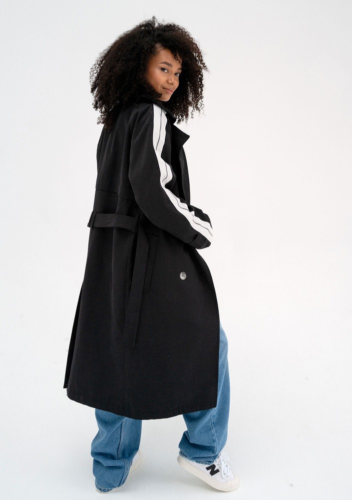 Dogan - Black trench with stripes