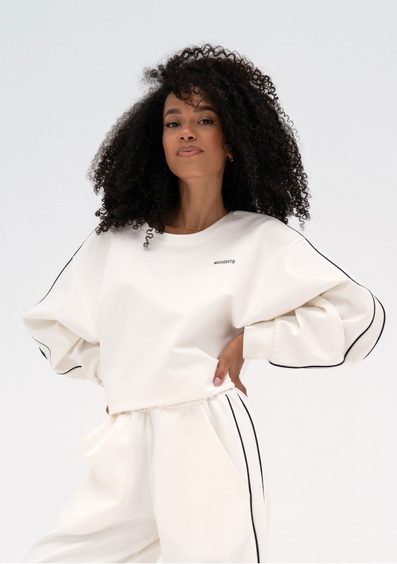 Cody - Ecru sweatshirt with trims