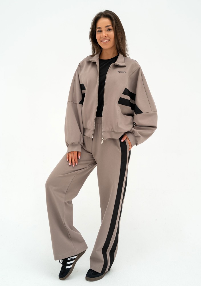 Ryder - Latte beige pants with stripes