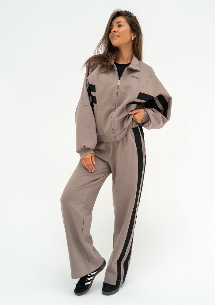 Ryder - Latte beige pants with stripes