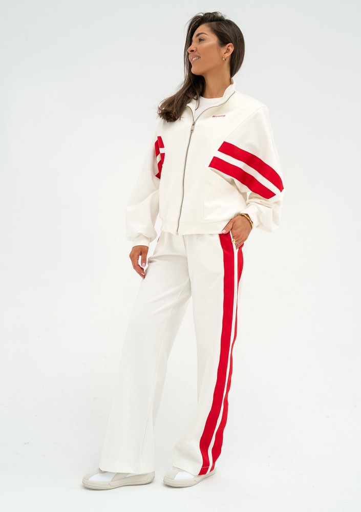 Ryder - Ecru pants with stripes