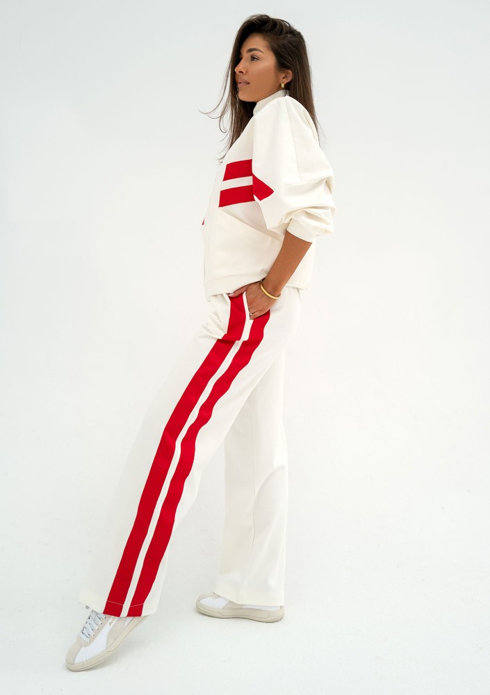 Ryder - Ecru pants with stripes