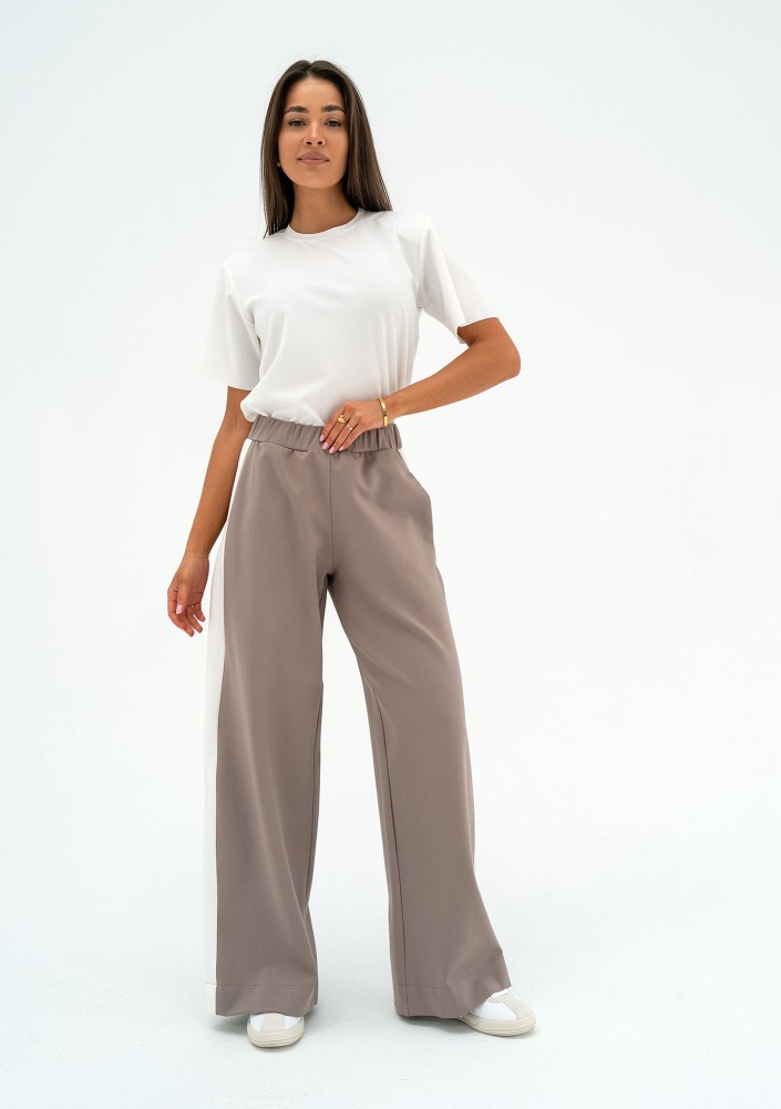 Dusty - Latte beige pants with stripes