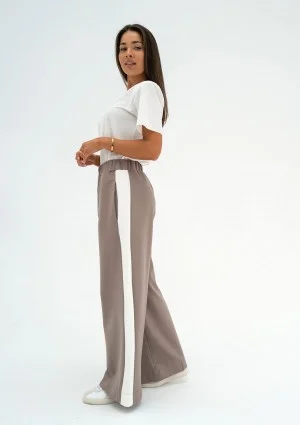 Dusty - Latte beige pants with stripes