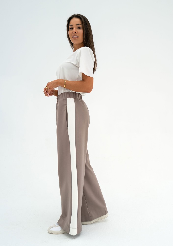 Dusty - Latte beige pants with stripes