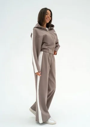 Dusty - Latte beige pants with stripes