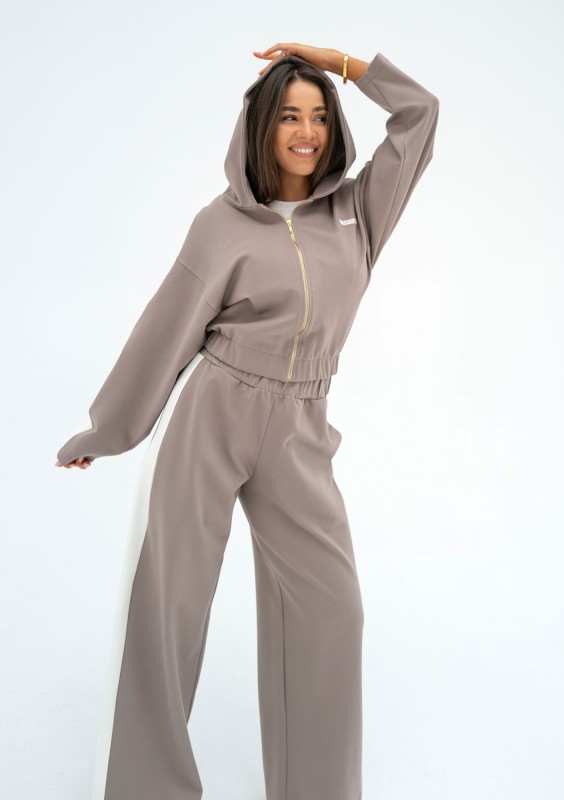 Dusty - Bluza z kapturem i lampasami Latte