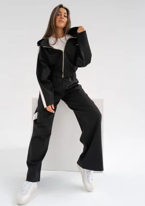 Dusty - Black hoodie with stripes