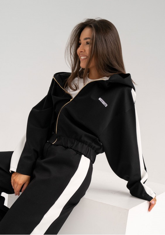 Dusty - Bluza z kapturem i lampasami Black