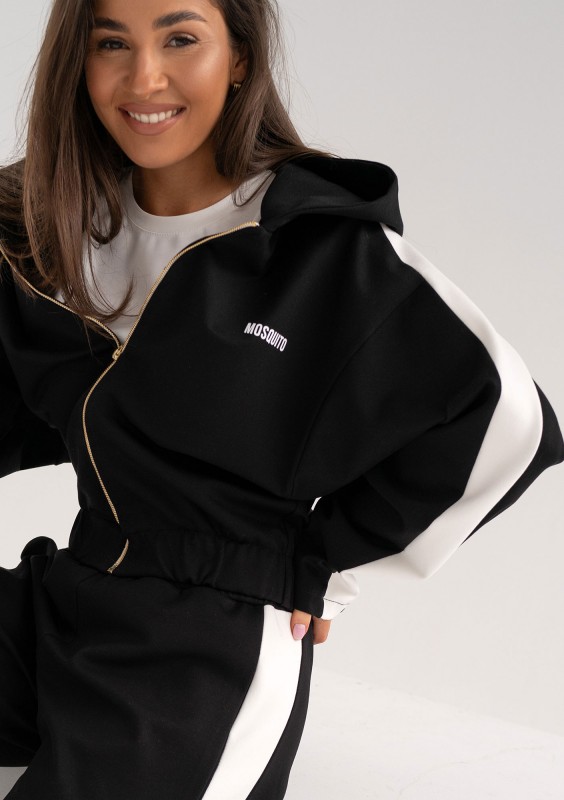 Dusty - Bluza z kapturem i lampasami Black