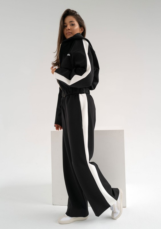 Dusty - Bluza z kapturem i lampasami Black