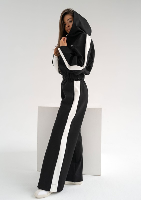 Dusty - Bluza z kapturem i lampasami Black