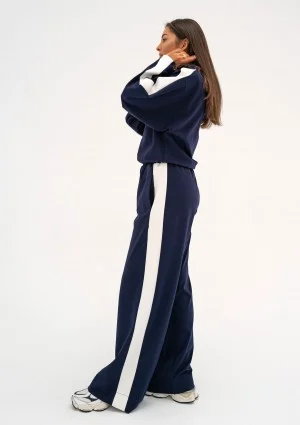 Dusty - Navy blue pants with stripes