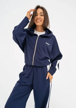 Dusty - Navy blue hoodie with stripes