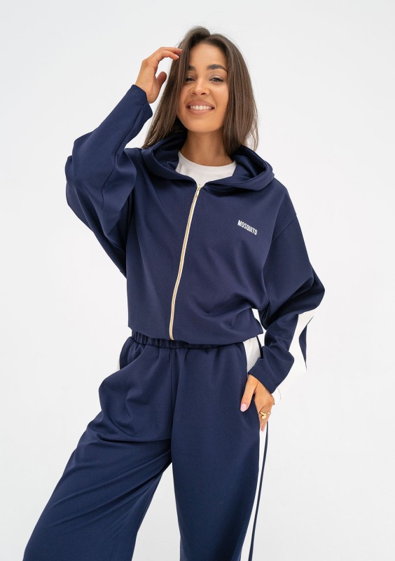 Dusty - Bluza z kapturem i lampasami Navy Blue