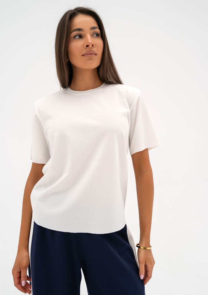 Rebel - White T-shirt with shoulder pads