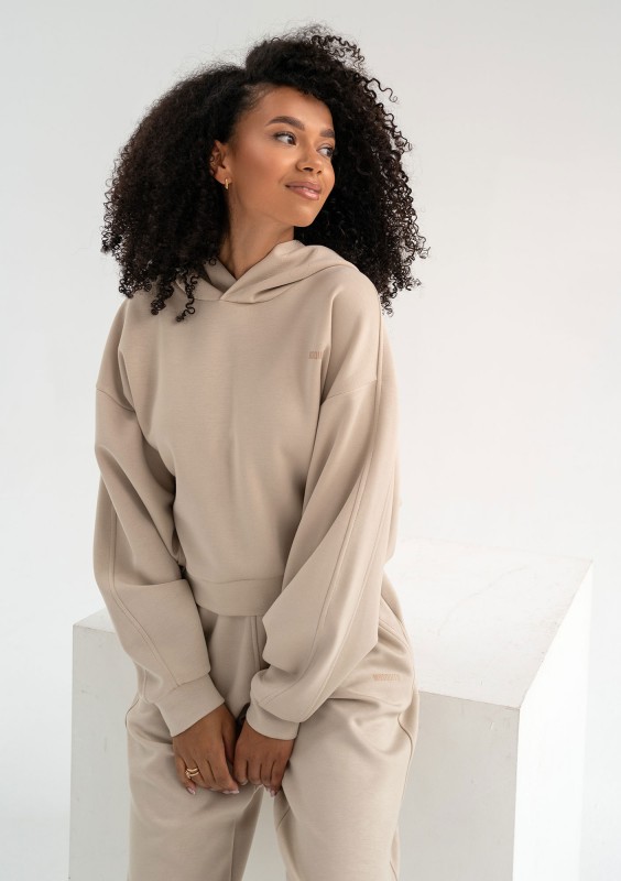 Chase - Light beige rayon hoodie
