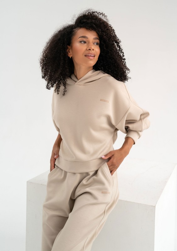 Chase - Light beige rayon hoodie