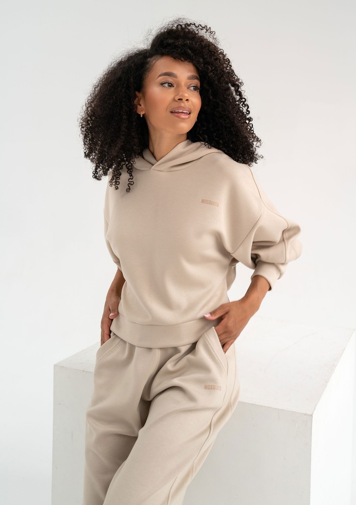 Chase - Light beige rayon hoodie