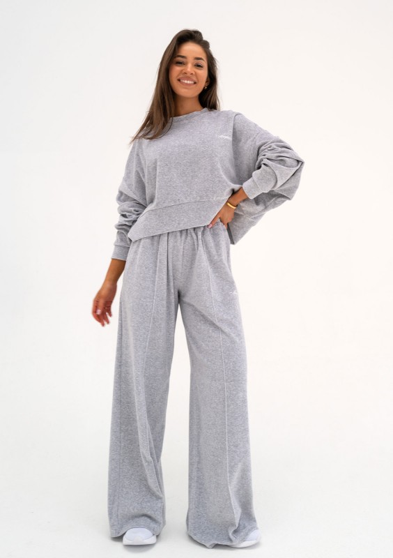 Costa Velvet - Melange grey velvet sweatshirt