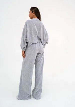 Costa Velvet - Melange grey velvet sweatshirt