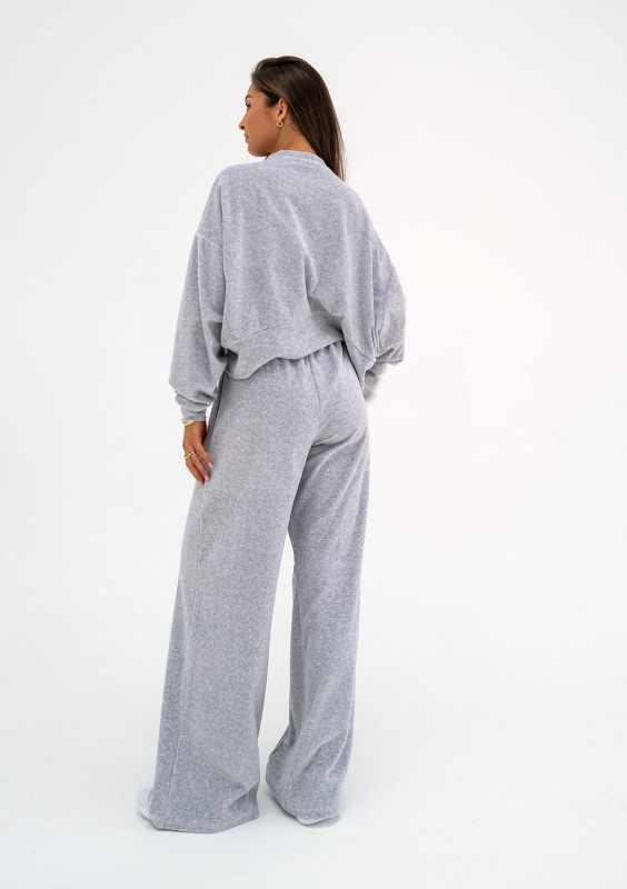 Costa Velvet - Melange grey velvet sweatshirt