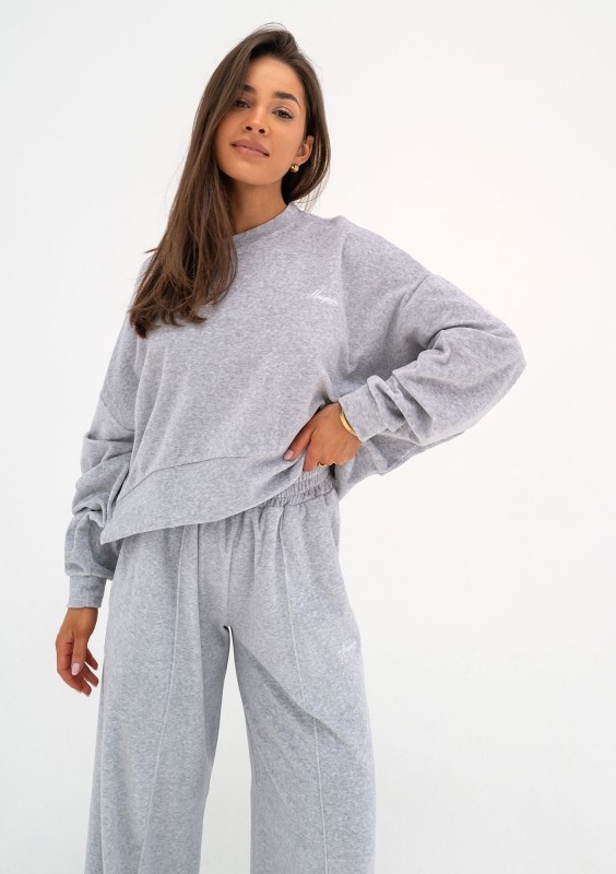 Costa Velvet - Bluza velvet Grey Melange